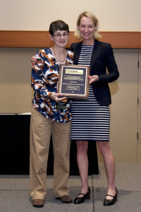 Maureen O'Leary presenting the John H. Richardson Special Recognition Award to Maryjo Lanzillotta, 2017 ABSA International Conference