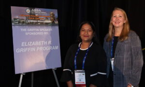 Griffin Lecture Award recipient, Sacha Wallace-Sankarsingh, MSc., MPH, presented by Erin Sorrell, PhD, at ABSA International's 65th Annual Biosafety and Biosecurity Hybrid Conference, October, 2022